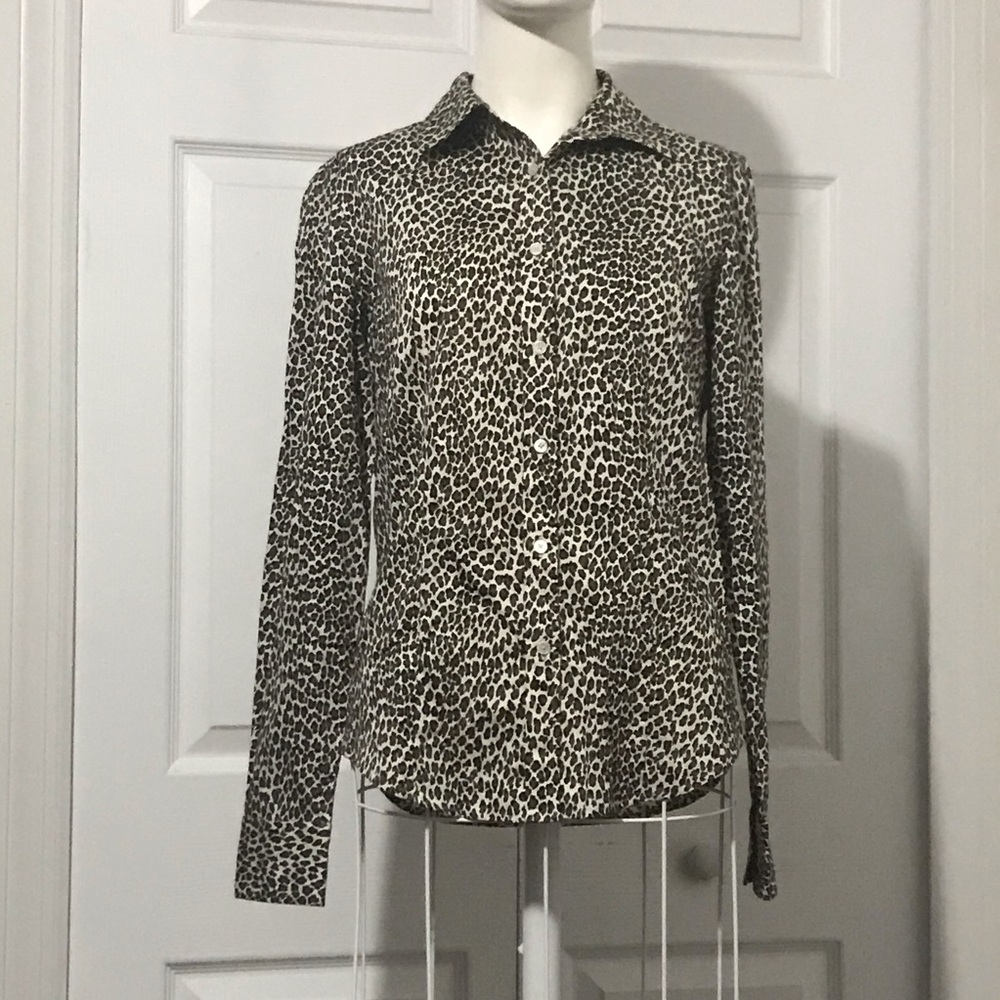 Talbots Animal Print button down blouse size 2 - Picture 2 of 12